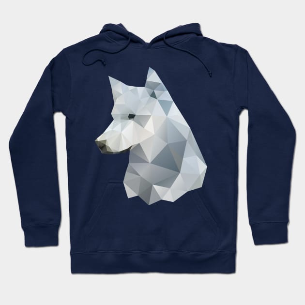 Dramabite Low-poly polygon grey wolf geometric minimal illustration Hoodie by dramabite